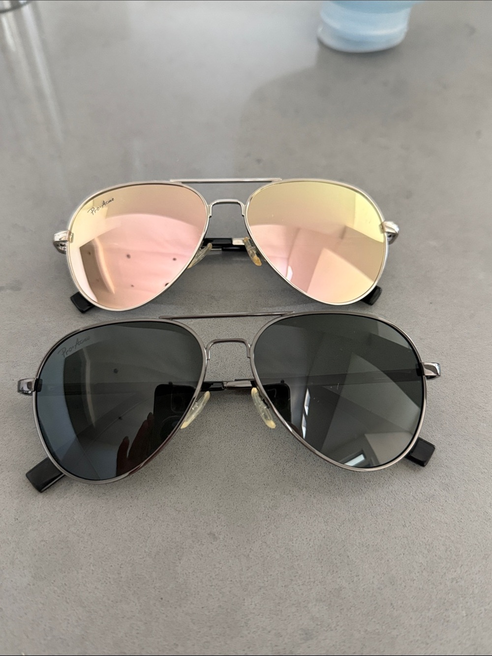 Polarized Aviator Sunglasses - Pink Mirror & Black Lenses